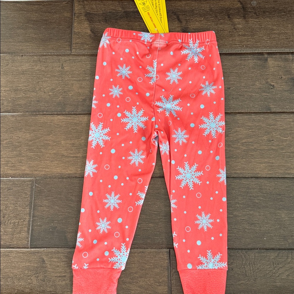 ๐3/$15 Santa Claus Snow Flakes Child Coral Pajamas NEW - Picture 6 of 7